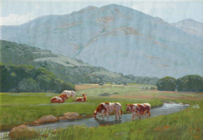 John J. Baumgartner Spring Afternoon cows along stream