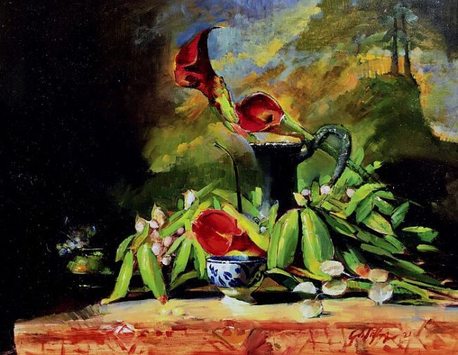 Red Calla Lilies by Ronald Goldfinger
