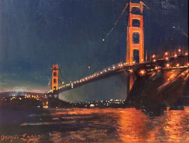 Crimson Nocturne Golden Gate Bridge by Sergio Lopez